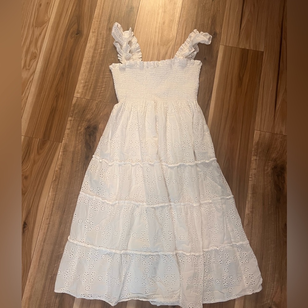 Hill House White Eyelet Midi Dress - Picture 2 of 4